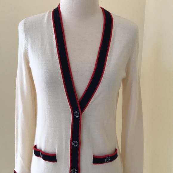 Talbots cream front button merino wool cardigan . - Picture 2 of 7